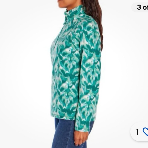 Eddie Bauer 1/2 Zip Recycled Fleece Pullover Sea-foam Green White Abstract Print - Picture 14 of 15